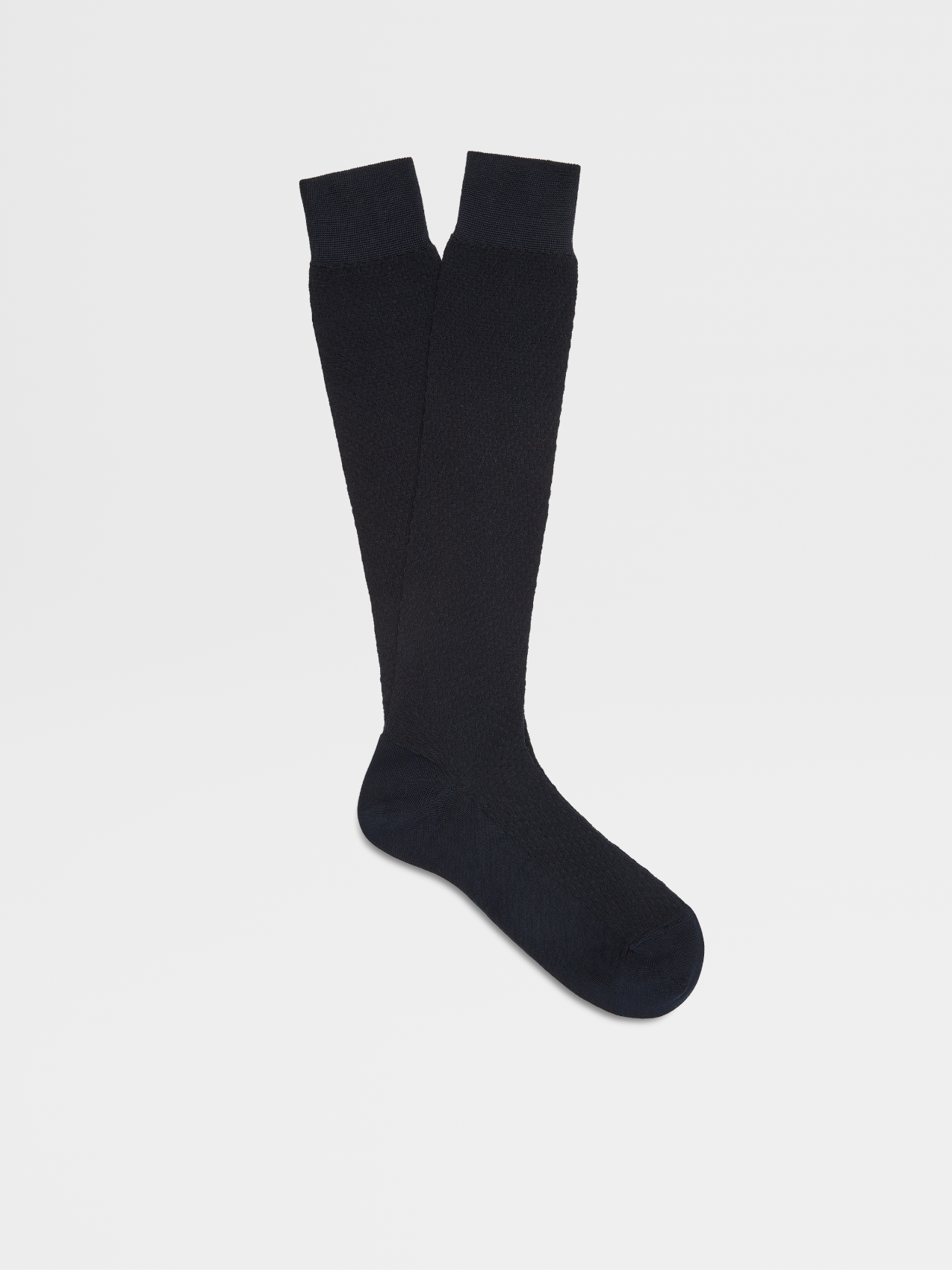Night Blue Lyocell Blend Textured Mid Calf Socks